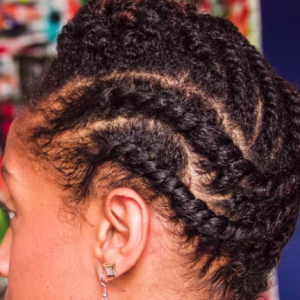 flat twisted updo on short natural hair
