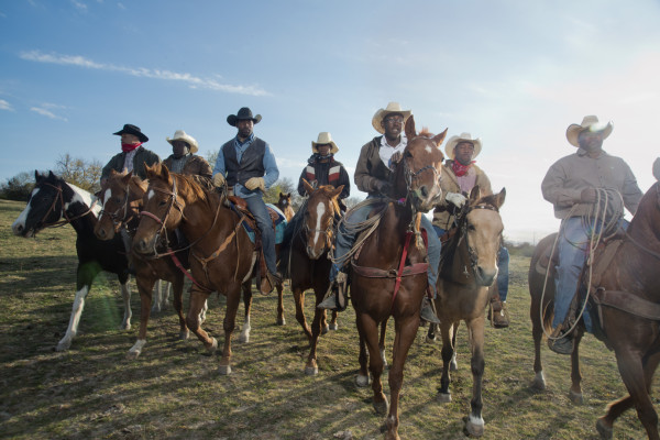 The Boot Hill possie,  Jason Griffin(left) and others, on their way to rounded up the stray horses and cattle on the ranch.