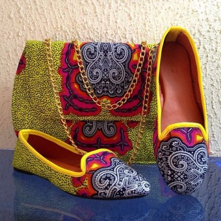 african print shoe and bag set