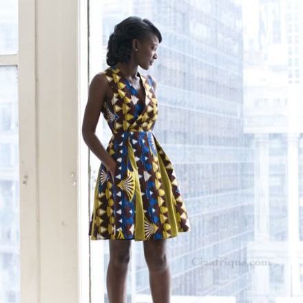african print wrap dress