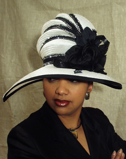 black and white church hat