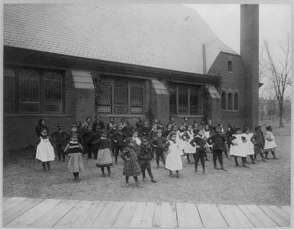 Howard Univ., Washington, D.C., ca. 1900 - elementary school students exercise
