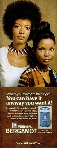 bergamot vintage afro hair ad