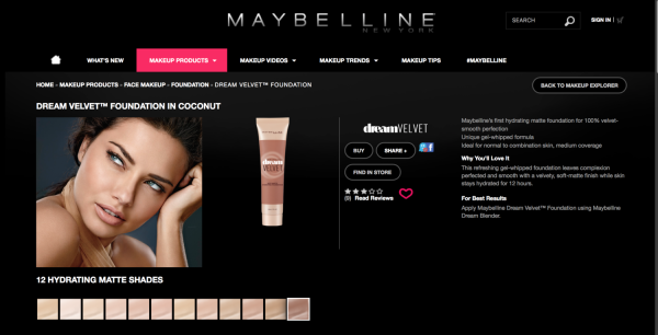 The Maybelline matte foundations available in the United States.