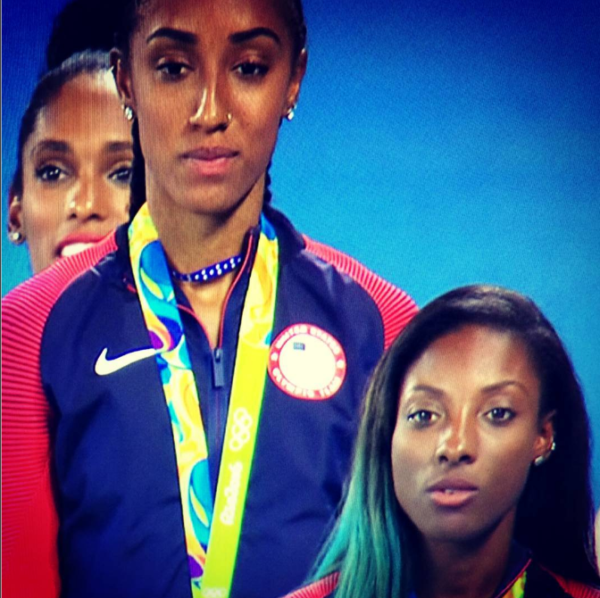 The athletes at the medal ceremony